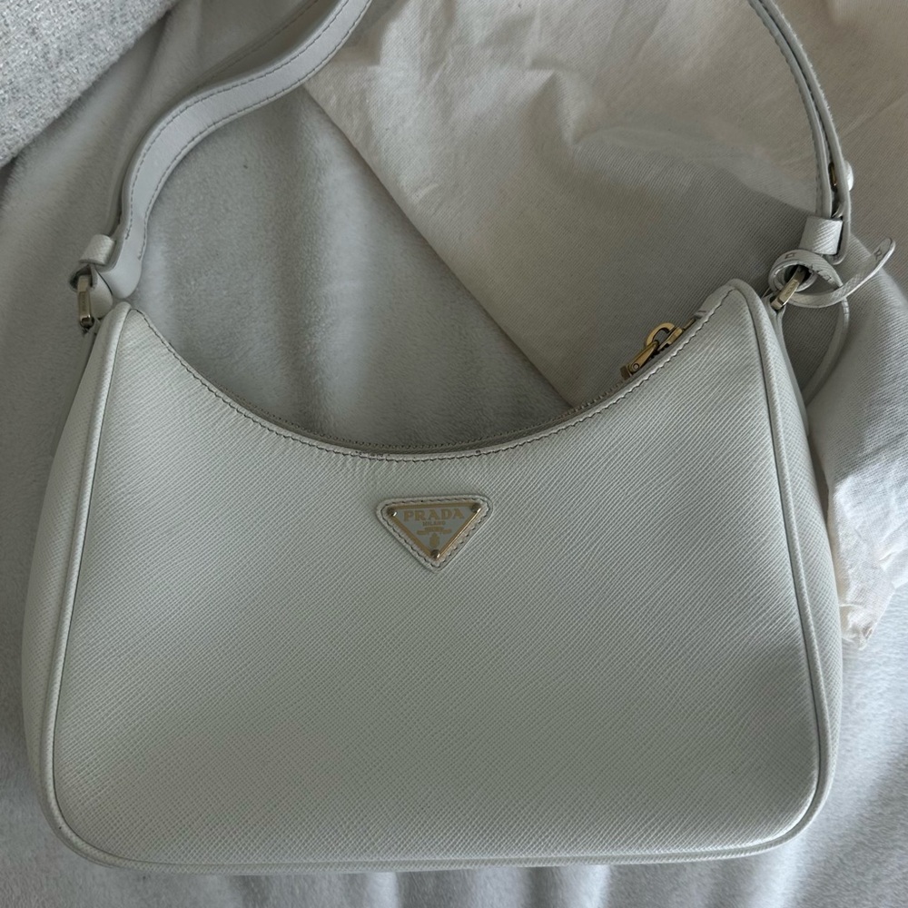 Prada Cream Leather Shoulder Bag